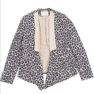3.1 Phillip Lim navy and cream leopard silk blazer size small